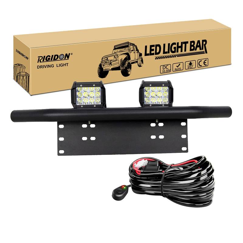 RIGIDON 2 Pcs 4 zoll 10cm 36W led arbeitsscheinwerfer mit 12V kabelbaum und kfz kennzeichenhalterung, Außen led spot strahler offroad beleuchtung für Auto SUV ATV LKW, 4x4 Fahrzeuge, 6000K Weiß von RIGIDON