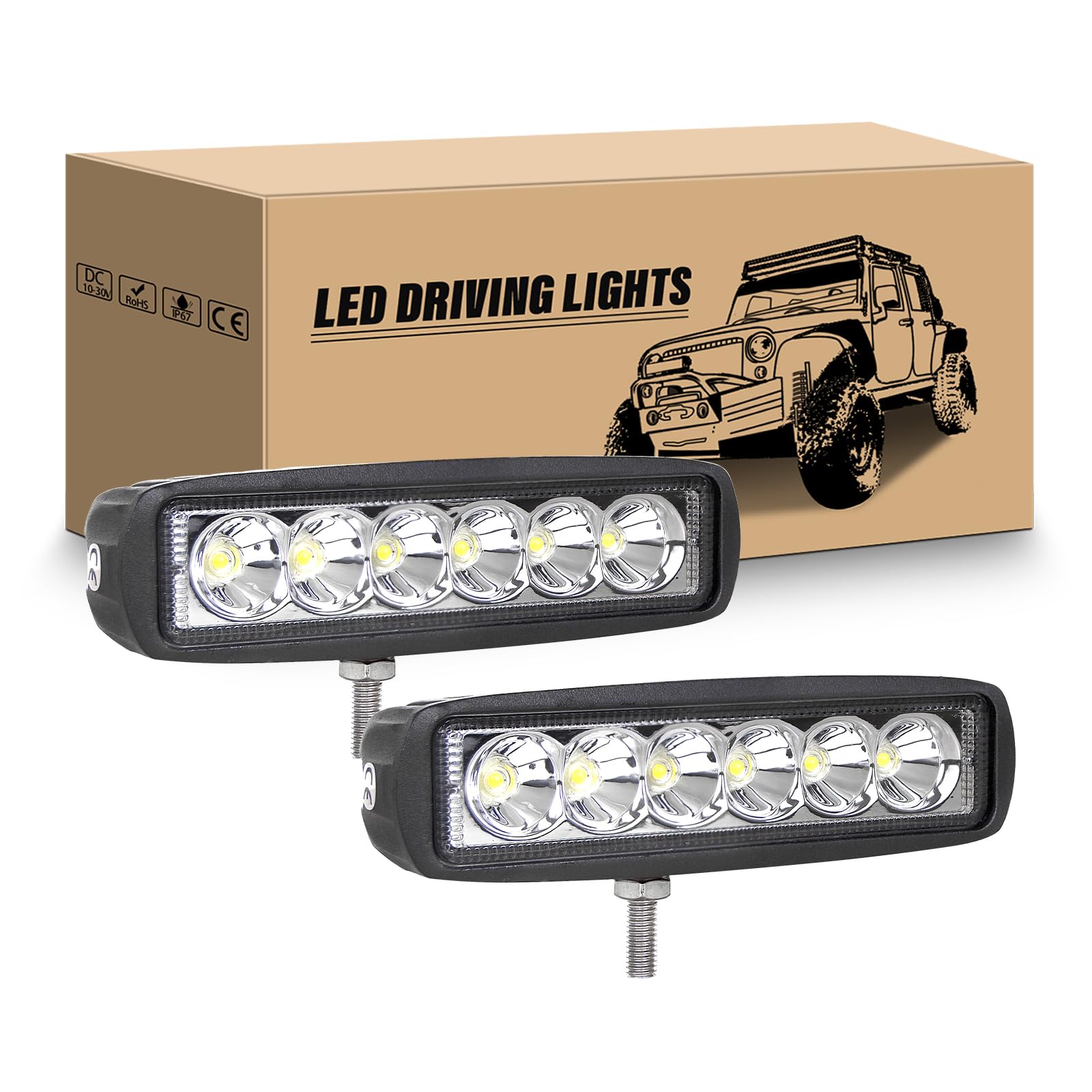 RIGIDON 2 Pcs LED Arbeitsscheinwerfer, 6 Zoll 15 cm 18W LED Zusatzscheinwerfer Auto 12V LED Scheinwerfer IP67 Wasserdicht für 4x4 SUV Truck Traktor Offroad LKW, 6000K led Rückfahrscheinwerfer von RIGIDON