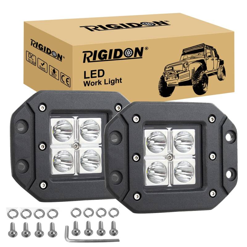 RIGIDON 2 Pcs led led Scheinwerfer arbeitsscheinwerfer, 12V 24V 5 Zoll 13cm 12W led Spot Strahler, Offroad Beleuchtung für Auto SUV ATV, Traktor, LKW, 4x4 led nebelscheinwerfer, arbeitslicht 6000K von RIGIDON