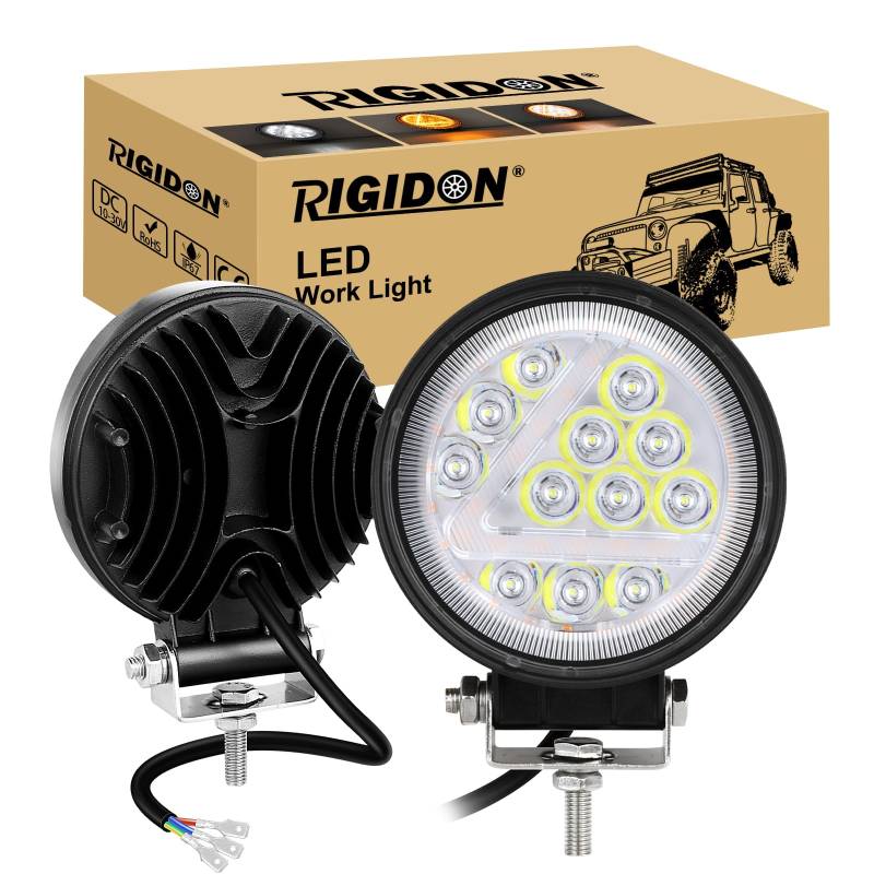 RIGIDON 2 Stück scheinwerfer, 4 Zoll 36W Weißer Bernstein Strahler offroad beleuchtung für Auto Traktor LKW 4x4 motor, led nebelscheinwerfer, led arbeitsscheinwerfer, zusatzscheinwerfer motorrad von RIGIDON