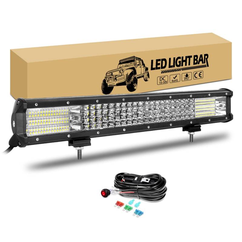 RIGIDON 20" 51cm 510W LED Arbeitsscheinwerfer Bar, Offroad Scheinwerfer Zusatzscheinwerfer mit 12V Kabelbaum Flutlicht Reflektor Combo Wasserdicht Arbeitslicht für 4x4 Auto SUV ATV UTV Traktor von RIGIDON