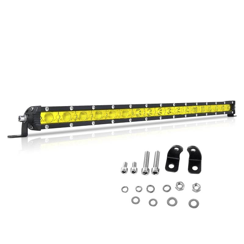 RIGIDON 20 Zoll 51CM 90W Led Lichtleiste KFZ 12V 24V Scheinwerfer Offroad Beleuchtung Strahler Flutlicht Led Arbeitsscheinwerfer Bar für Auto SUV UTV ATV LKW Traktor Fahrzeuge, 3000K Gelb von RIGIDON