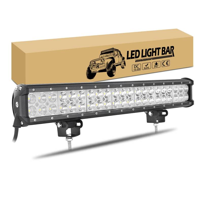 RIGIDON 20 Zoll 51cm 126W Led Lichtbalken Arbeitsscheinwerfer Bar Scheinwerfer 12V 24V, Flutlicht Reflektor Combo, Offroad Beleuchtung für Auto Traktor SUV UTV ATV 4x4 Fahrzeuge Arbeitslicht von RIGIDON