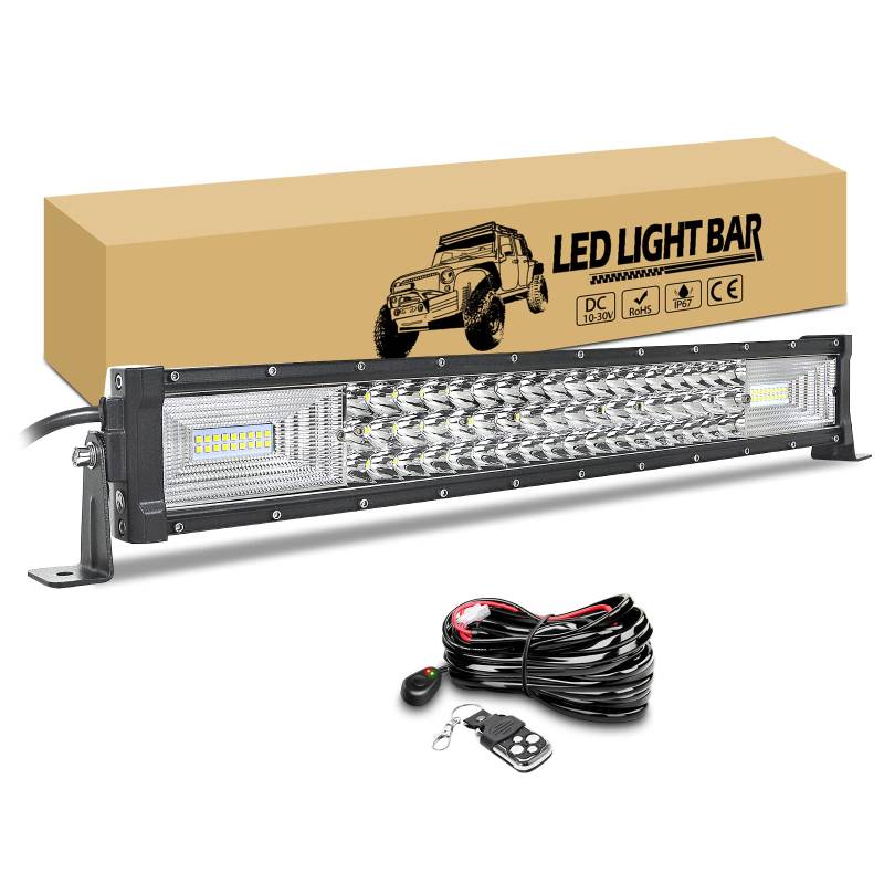 RIGIDON 22" 56cm 270W Gebogen Led lichtbalken, Led Arbeitsscheinwerfer Bar mit 12v blitz kabelbaum kit, Wasserdicht lichtleiste für 4x4 Offroad Auto LKW PKW Truck SUV Nebelscheinwerfer lightbar von RIGIDON