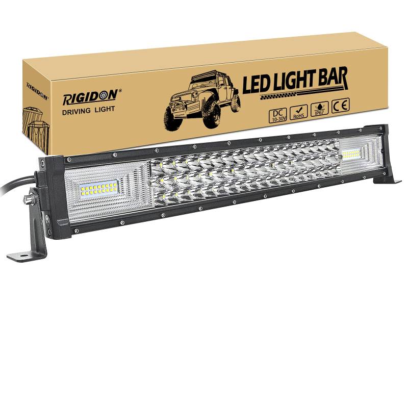 RIGIDON 22 Zoll 55 cm 270W außen alu led lichtleiste, 12V 24V Wasserdicht warmweiß offroad beleuchtung für Auto SUV Offroad ATV LKW Traktor Fahrzeuge 4x4, Slim direkt led nebelscheinwerfer 6000K von RIGIDON