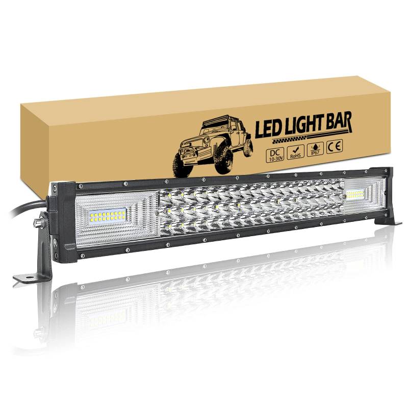 RIGIDON 22 Zoll 56cm 270W Gebogen Led lichtleiste, 12V 24V Led Arbeitsscheinwerfer Bar Lichtbalken Offroad beleuchtung licht Wasserdicht für 4x4 Auto Traktor LKW PKW Truck SUV ATV UTV Fahrzeuge von RIGIDON