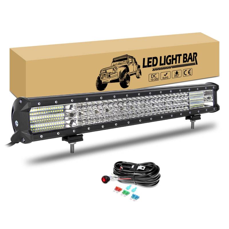 RIGIDON 23" 59cm 570W LED Arbeitsscheinwerfer Bar, Offroad Scheinwerfer Zusatzscheinwerfer mit 12V Kabelbaum Flutlicht Reflektor Combo Wasserdicht Arbeitslicht für 4x4 Auto SUV ATV UTV Traktor von RIGIDON