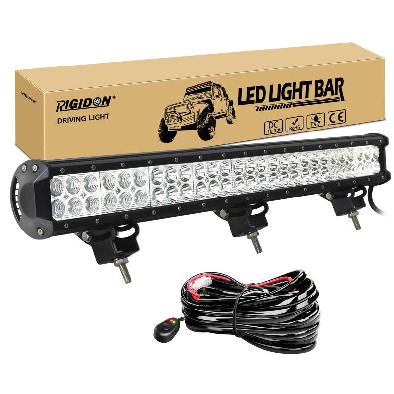 RIGIDON 25 zoll 63 cm 162W Led Lichtbalken mit kabelbaum 12V, Spot Flut-Combo-Strahl Arbeitsscheinwerfer bar für SUV Offroad ATV Traktor LKW 4x4 Auto, 6000K led nebelscheinwerfer, led scheinwerfer von RIGIDON