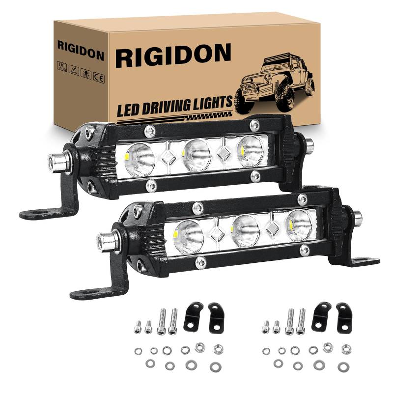 RIGIDON 2Pcs 13CM 15W Zusatzscheinwerfer 12V 24V Auto Scheinwerfer Offroad Beleuchtung Traktor Wasserdicht Spot Strahler Led Arbeitsscheinwerfer Bar für 4x4 SUV UTV ATV LKW Rückfahrscheinwerfer von RIGIDON