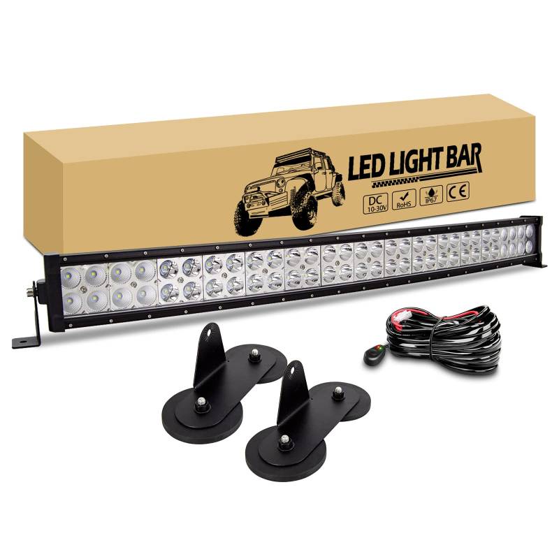 RIGIDON 32 Zoll 80cm 180W Gebogen Led lichtleiste kfz mit 12V Kabelbaum, 2 Pcs Magnetische Pkw-Dachhalterung, Offroad beleuchtung für 4x4 Auto Traktor SUV ATV UTV PKW LKW Fahrzeuge, 6000K Weiß von RIGIDON