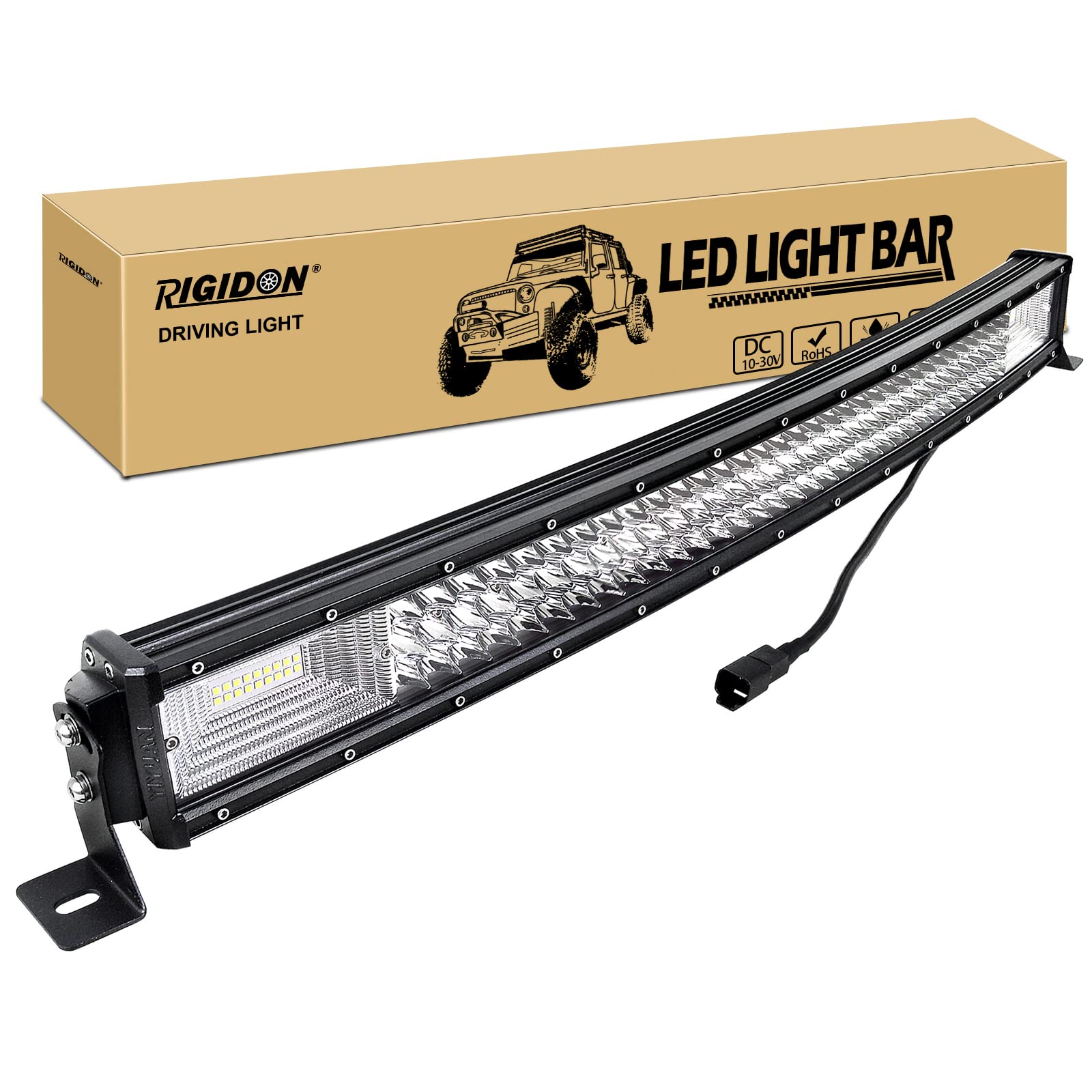 RIGIDON 32 Zoll 80cm 405W Wasserdicht gebogene led lichtleiste,12V 24V led bar lampe, Spot flood combo offroad beleuchtung für Auto SUV ATV, LKW, 4x4 Fahrzeuge, 6000K Weiß led nebelscheinwerfer von RIGIDON