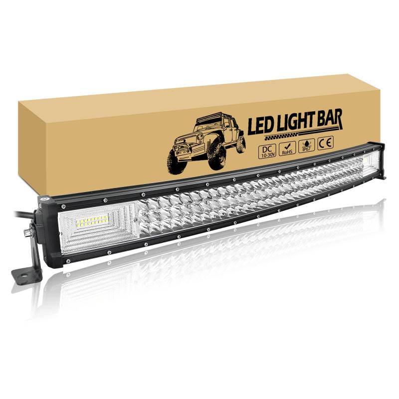 RIGIDON 32 Zoll 81cm 405W Gebogen Led lichtleiste, 12V 24V Led Arbeitsscheinwerfer Bar Lichtbalken Offroad Beleuchtung licht Wasserdicht für 4x4 Auto Traktor LKW PKW Truck SUV ATV UTV Fahrzeuge von RIGIDON