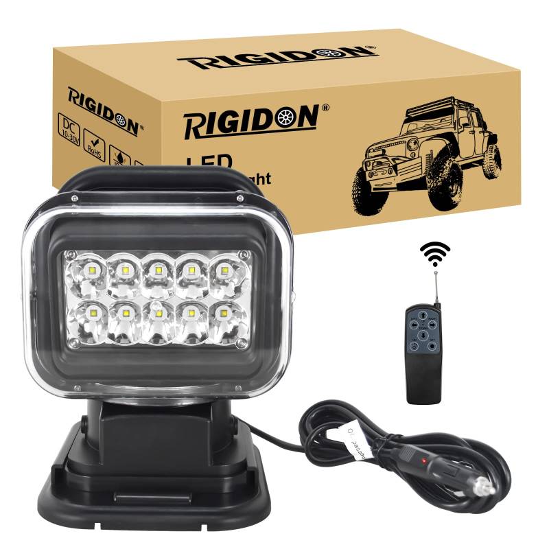 RIGIDON 3D 50w Led strahler außen mit fernbedienung, Led arbeitsscheinwerfer mit magnetfuß, Spot offroad beleuchtung für Auto SUV ATV, Traktor, LKW, 4x4, Boot,6000K led suchscheinwerfer, arbeitslicht von RIGIDON