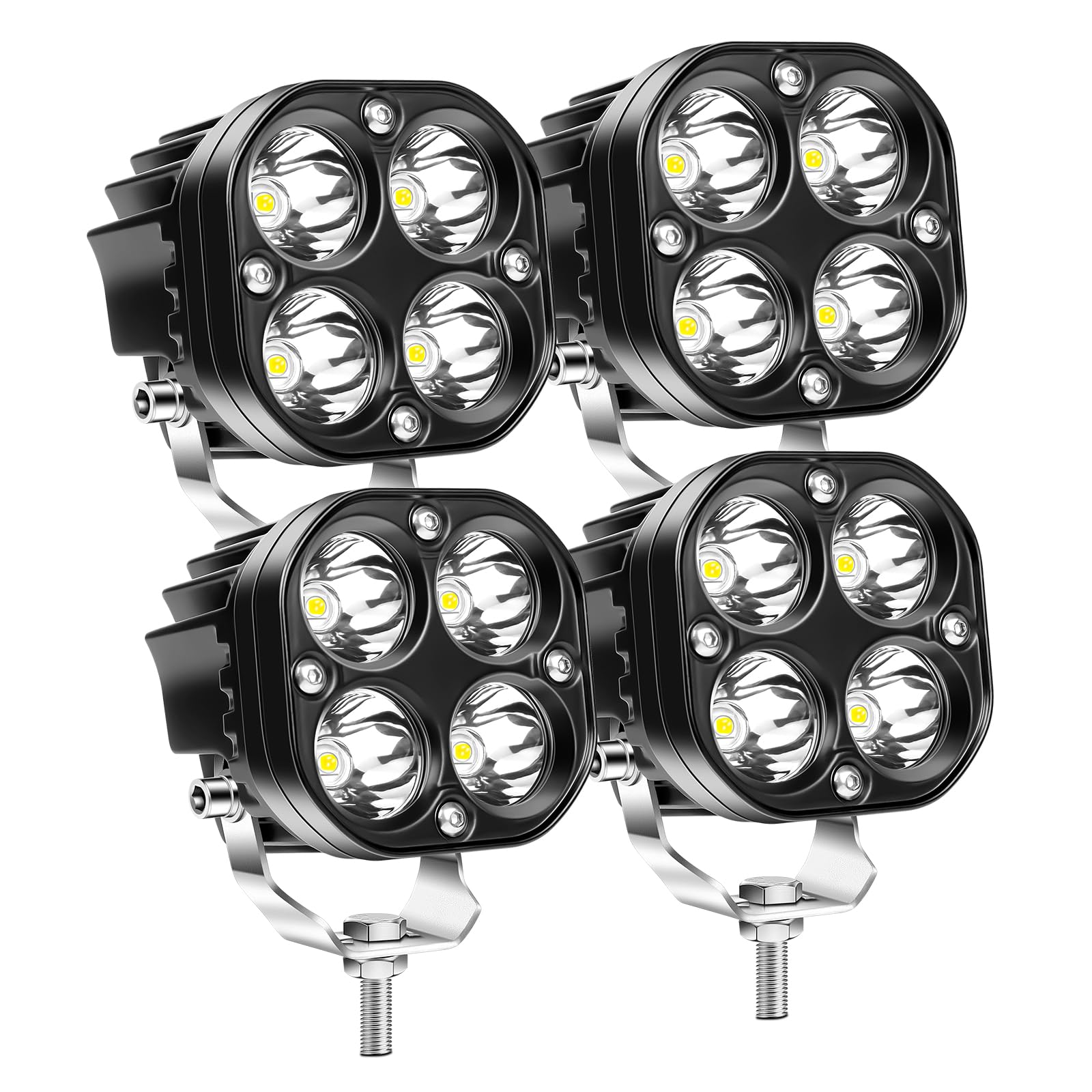 RIGIDON 4 Pcs LED Arbeitsscheinwerfer, 3 Zoll 40W Led Scheinwerfer 12V 24V Spot LED Arbeitslicht Zusatzscheinwerfer für 4x4 Offroad Auto SUV ATV Traktor KFZ LKW Rückfahrscheinwerfer, 6000K Weiß von RIGIDON