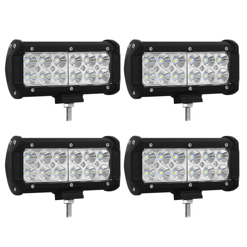 RIGIDON 4 Pcs Led arbeitslicht,7 Zoll 18cm 36W led flutstrahler offroad beleuchtung für Auto SUV ATV, Traktor, LKW,4x4, 6000K Weiß led nebelscheinwerfer, led arbeitsscheinwerfer, flutlichtstrahler von RIGIDON