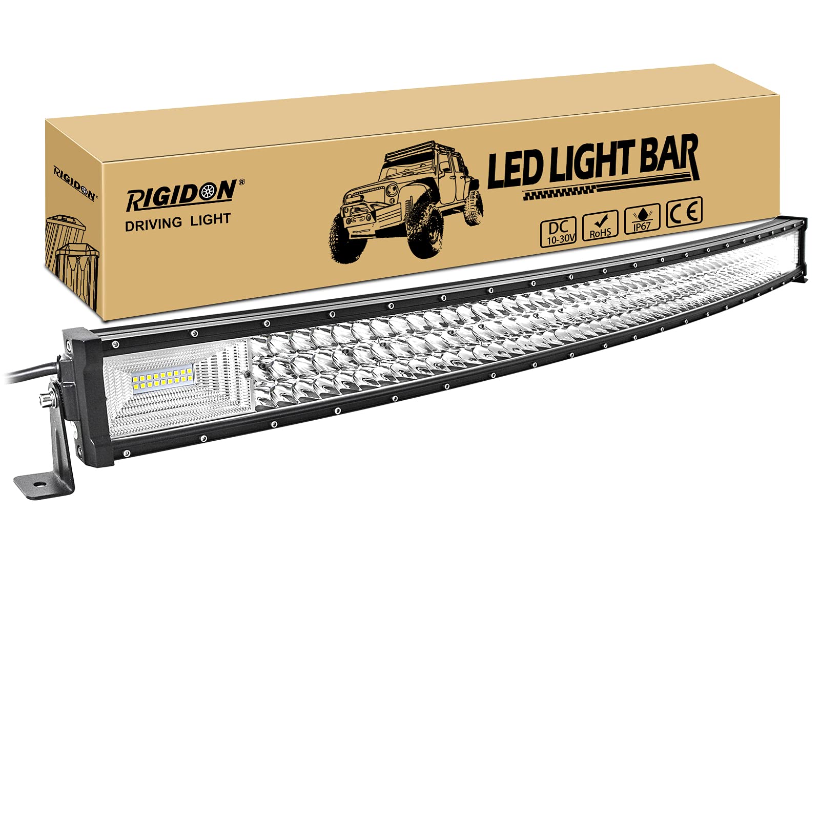 RIGIDON 42 Zoll 105 cm 540W außen alu gebogene led lichtleiste, 12V 24V Wasserdicht warmweiß offroad beleuchtung für Auto SUV Offroad ATV LKW Traktor Fahrzeuge 4x4, Slim led nebelscheinwerfer 6000K von RIGIDON