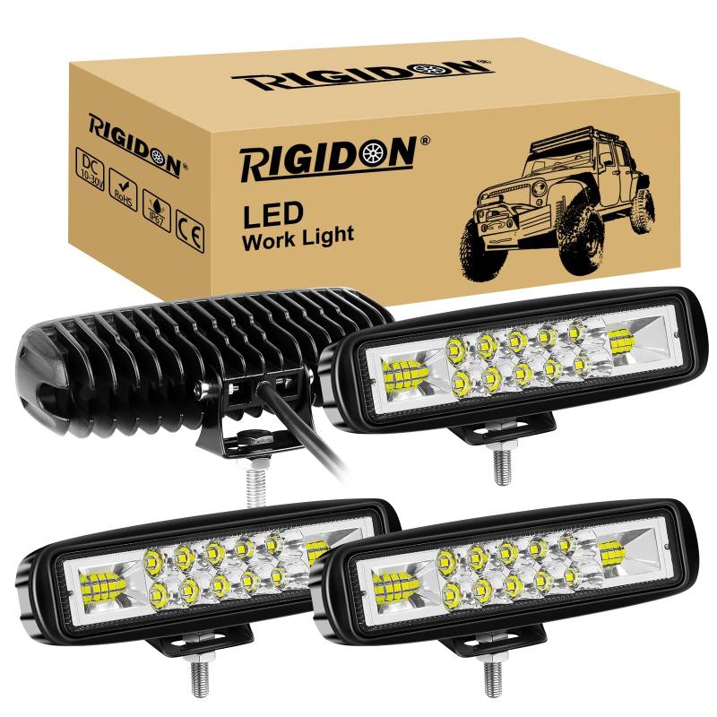 RIGIDON 4x 6 Zoll 24W Led Strahler, 12V 24V Led arbeitsscheinwerfer, rückfahrscheinwerfer für Auto ATV LKW KFZ Fahrzeuge 4x4 traktor Motorrad, Wasserdicht offroad beleuchtung, led spot arbeitsleucht von RIGIDON