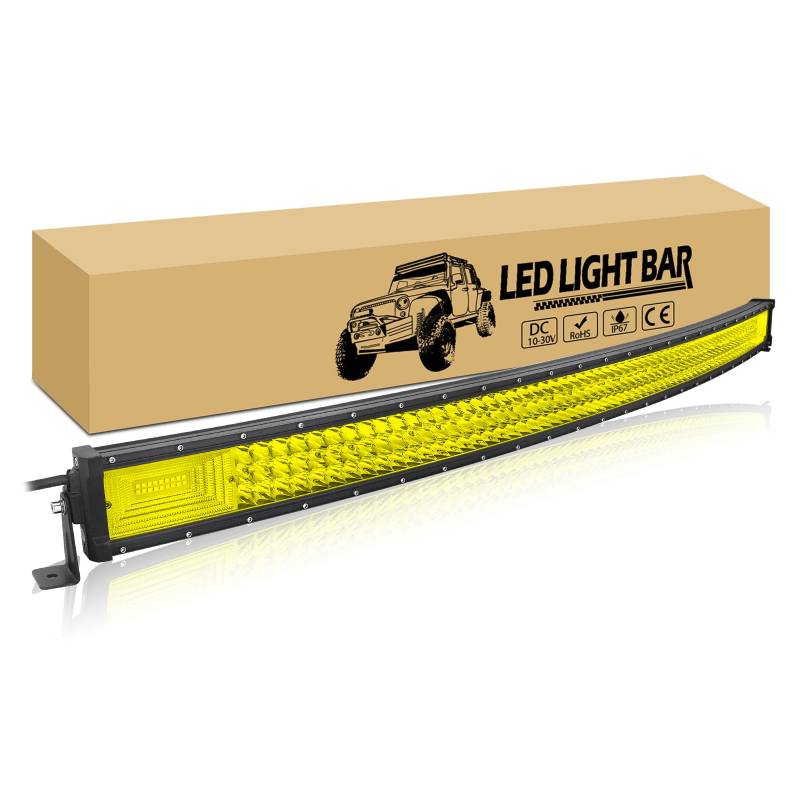 RIGIDON 50 Zoll 127 cm 648W Gebogene LED Arbeitsscheinwerfer Bar, warmweiß Offroad Beleuchtung Lightbar Led bar Auto für SUV ATV UTV KFZ LKW 4x4, Fahrzeuge led nebelscheinwerfer von RIGIDON