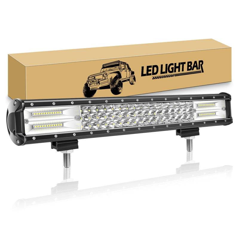 RIGIDON 51cm 288W Led Arbeitsscheinwerfer Bar, Led Lichtleiste KFZ 12V 24V Wasserdicht Arbeitslicht Offroad Beleuchtung für 4x4 Auto Traktor SUV UTV ATV PKW LKW Fahrzeuge, 6000K Weiß von RIGIDON