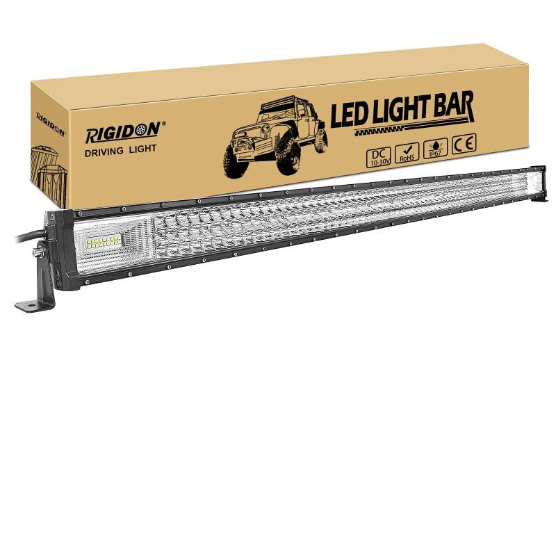 RIGIDON 52 Zoll 130 cm 675W außen alu led lichtleiste, 12V 24V Wasserdicht warmweiß offroad beleuchtung für Auto SUV Offroad ATV LKW Traktor Fahrzeuge 4x4, Slim direkt led nebelscheinwerfer 6000K von RIGIDON