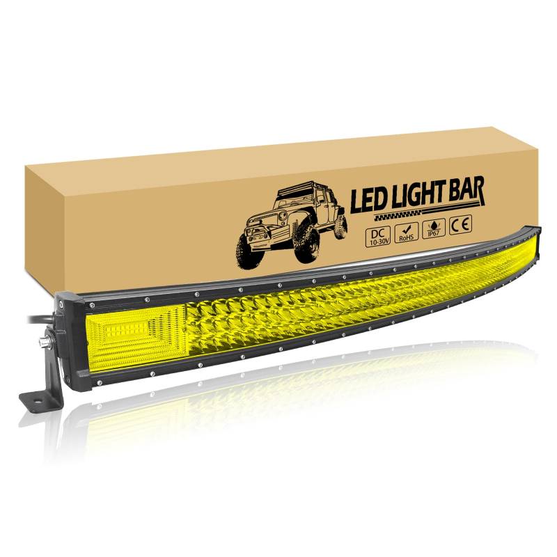 RIGIDON 52 Zoll 132 cm 675W Gebogene LED Arbeitsscheinwerfer Bar, warmweiß Offroad Beleuchtung Lightbar Led bar Auto für SUV ATV UTV KFZ LKW 4x4, Fahrzeuge led nebelscheinwerfer von RIGIDON