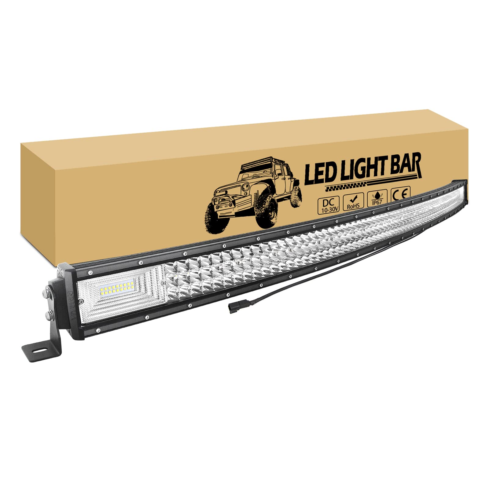 RIGIDON 52 Zoll 132cm 675W Gebogen LED Arbeitsscheinwerfer Bar, Led lichtbalken 12V 24V 6000K lichtleiste KFZ, Offroad Scheinwerfer Wasserdicht für Auto SUV ATV UTV LKW 4x4 Nebelscheinwerfer von RIGIDON