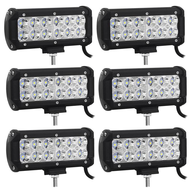 RIGIDON 6 Pcs Led arbeitslicht, 7 Zoll 18cm 36W Spot Strahler offroad beleuchtung für Auto SUV ATV, Traktor, LKW, 4x4, 6000K Weiß led nebelscheinwerfer, led arbeitsscheinwerfer, led scheinwerfer von RIGIDON