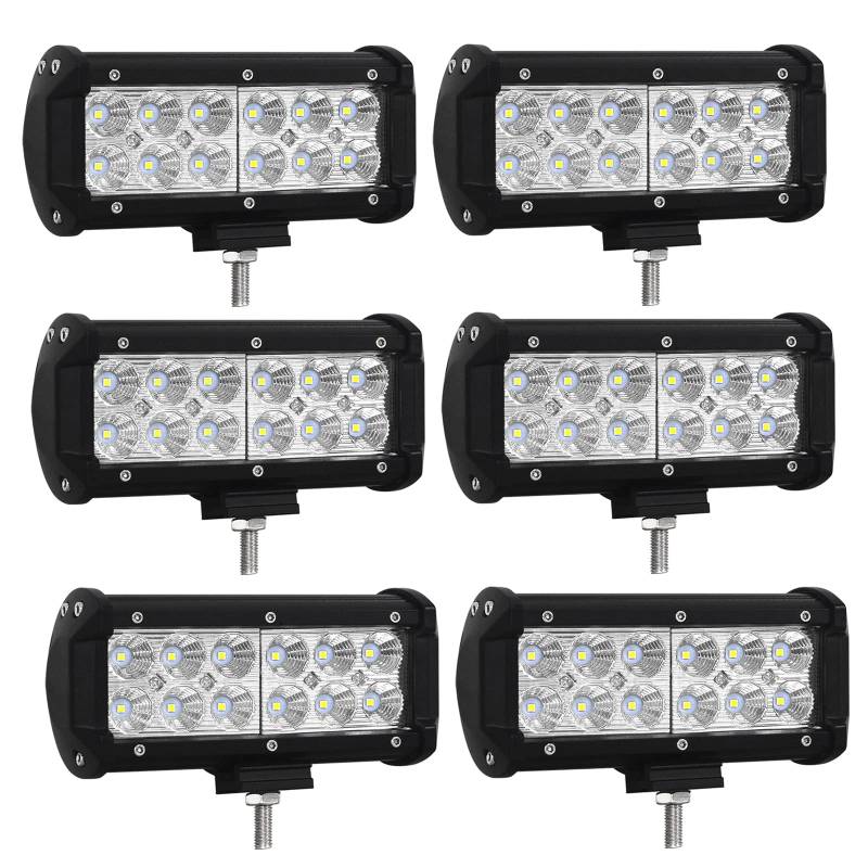 RIGIDON 6 Pcs Led arbeitslicht,7 Zoll 18cm 36W led flutstrahler Offroad Beleuchtung für Auto SUV ATV, Traktor, LKW,4x4, 6000K Weiß led nebelscheinwerfer, led arbeitsscheinwerfer, flutlichtstrahler von RIGIDON