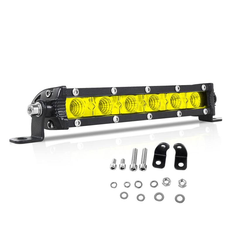 RIGIDON 7 Zoll 18CM 30W Led Lichtleiste KFZ 12V 24V Scheinwerfer Offroad Beleuchtung Flutlicht Led Arbeitsscheinwerfer Bar für Auto SUV UTV ATV LKW Traktor Fahrzeuge, 3000K Gelb Rückfahrscheinwerfer von RIGIDON