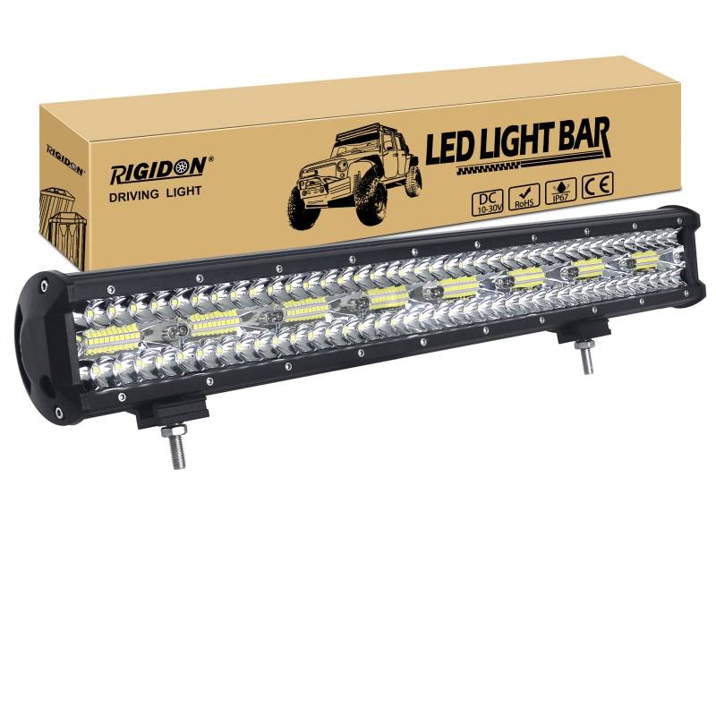 RIGIDON 8D 23 Zoll 58 cm 480W außen alu led lichtleiste, 12V 24V Wasserdicht warmweiß offroad beleuchtung für Auto SUV Offroad ATV SUV LKW Traktor Fahrzeuge 4x4, Direkt led nebelscheinwerfer 6000K von RIGIDON