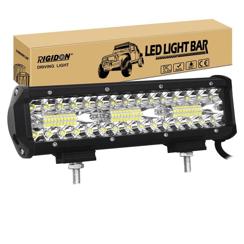 RIGIDON 8D 9 Zoll 23 cm 180W außen alu led lichtleiste, 12V 24V Wasserdicht warmweiß offroad beleuchtung für Auto SUV Offroad ATV SUV LKW Traktor Fahrzeuge 4x4, Direkt led nebelscheinwerfer 6000K von RIGIDON