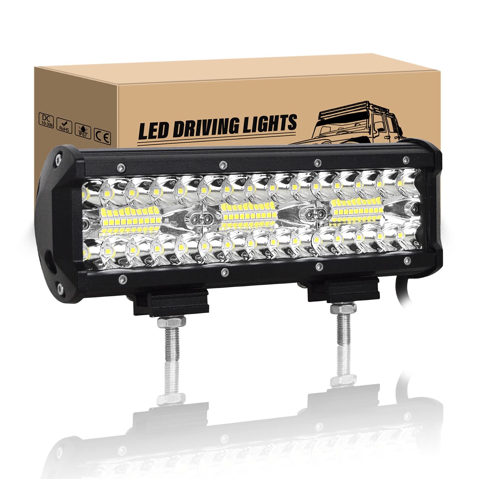 RIGIDON 9 Zoll 23cm 180W Led Arbeitsscheinwerfer Bar, 12V 24V Led Lichtleiste KFZ, Arbeitslichtleiste Arbeitslicht Beleuchtung für 4x4 Offroad Auto Traktor SUV PKW LKW Fahrzeuge, 6000K Weiß von RIGIDON