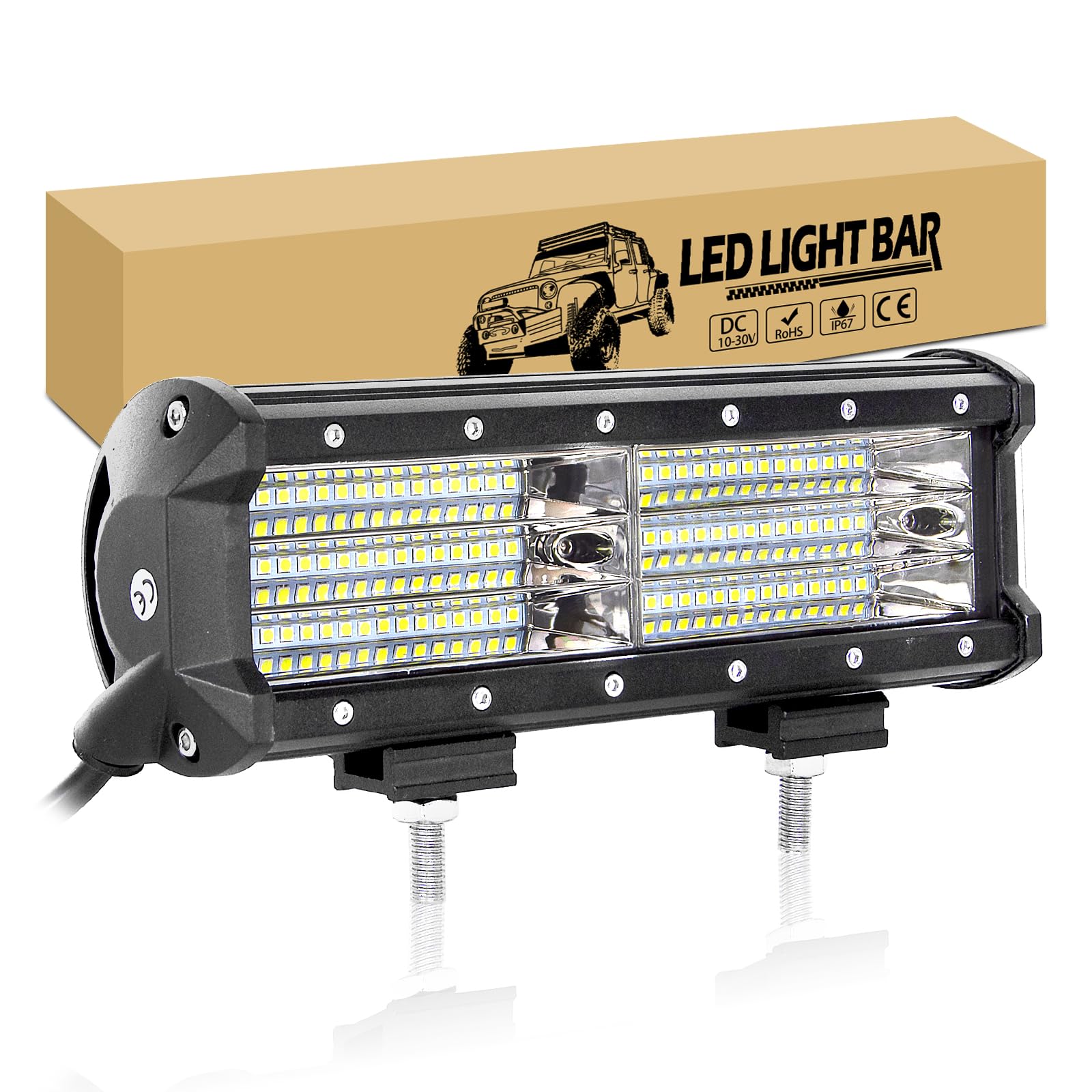 RIGIDON 9 Zoll 23cm 270W LED Arbeitsscheinwerfer Bar 12V 24V, LED Zusatzscheinwerfer Offroad Scheinwerfer Flutlicht Wasserdicht für 4x4 Auto Traktor ATV SUV Boot 6000K Led Rückfahrscheinwerfer von RIGIDON