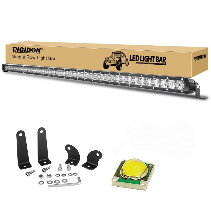 RIGIDON Einzelne reihe Led lichtleiste kfz, 12V 24V 50 Zoll 127cm 240W Strahler Spot offroad beleuchtung für SUV ATV, UTV, Traktor, LKW, Fahrzeuge, 6000K Weiß led nebelscheinwerfer, led strahler außen von RIGIDON