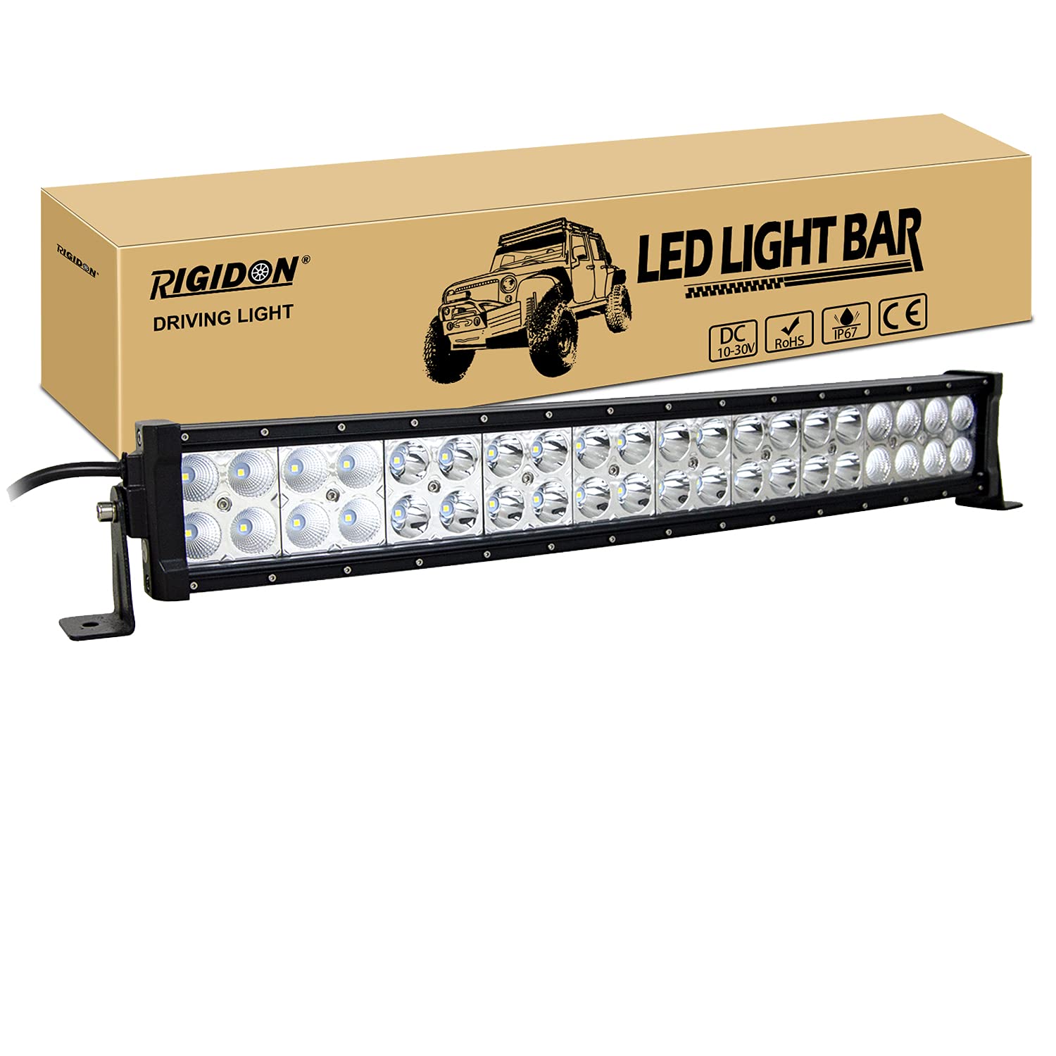 RIGIDON Gebogene 22 Zoll 55cm 120W Led lichtleiste kfz, Wasserdicht 12V 24V außen offroad beleuchtung für Auto SUV, LKW 4x4, Fahrzeuge, 6000K led nebelscheinwerfer, spot strahler flutstrahler combo von RIGIDON