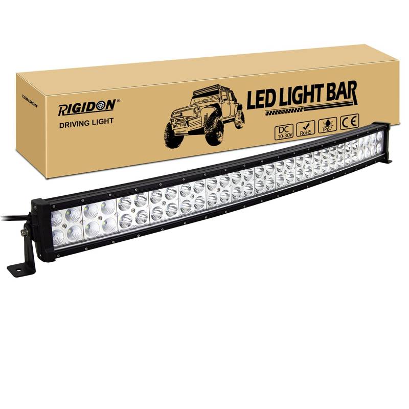 RIGIDON Gebogene 32 Zoll 80cm 180W Led lichtleiste kfz, Wasserdicht 12V 24V außen offroad beleuchtung für Auto SUV, LKW 4x4, Fahrzeuge, 6000K led nebelscheinwerfer, spot strahler flutstrahler combo von RIGIDON