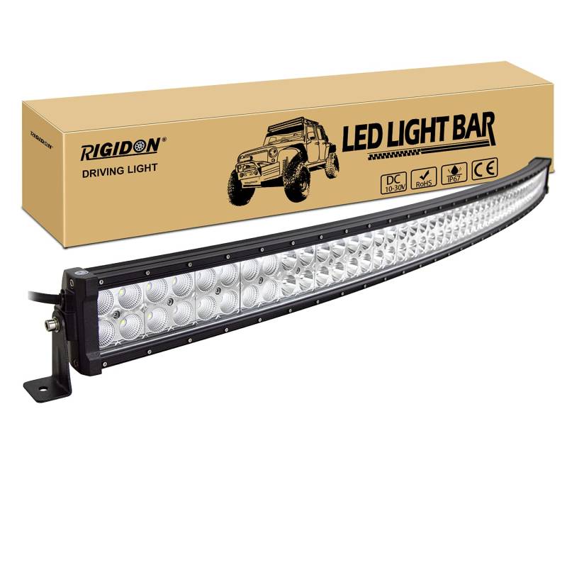 RIGIDON Gebogene 50 Zoll 127cm 288W Led lichtleiste kfz, Wasserdicht 12V 24V außen offroad beleuchtung für Auto SUV, LKW 4x4, Fahrzeuge, 6000K led nebelscheinwerfer, spot strahler flutstrahler combo von RIGIDON