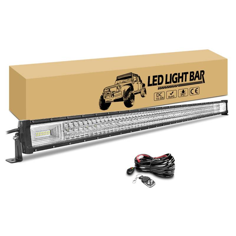 RIGIDON Led Arbeitsscheinwerfer Bar mit 12V blitz kabelbaum kit, 132cm 675W Led lichtbalken Zusatzscheinwerfer Offroad beleuchtung für 4x4 Auto Traktor Lkw Pkw Kfz Truck SUV ATV UTV Nebelscheinwerfer von RIGIDON