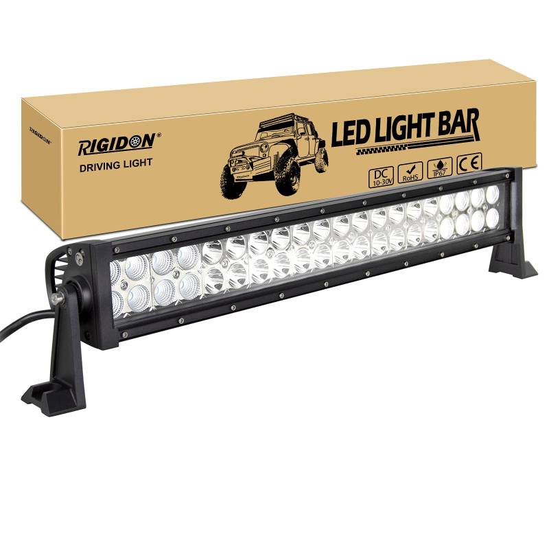 RIGIDON Led Lichtleiste 12V 24V, 22 Zoll 55cm 120W Spot Flut-Combo-Strahl offroad beleuchtung für Auto SUV ATV, UTV, LKW, Fahrzeuge, 6000K Weiß led nebelscheinwerfer, led scheinwerfer von RIGIDON