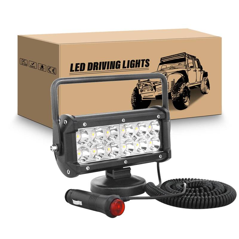 RIGIDON Led arbeitsscheinwerfer mit magnetfuß, 7 Zoll 18cm 36W led scheinwerfer auto magnet 12V offroad beleuchtung für Auto SUV ATV Traktor LKW 4x4 Boot,6000K led suchscheinwerfer, arbeitslicht von RIGIDON