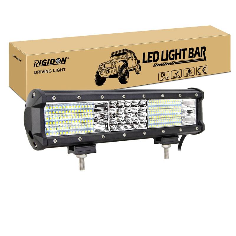 RIGIDON Led lichtleiste kfz, 12V 24V 12 Zoll 30cm 330W Spot Flut-Combo-Strahl Viererreihe offroad beleuchtung für SUV ATV, UTV, Traktor, LKW, Fahrzeuge, 6000K led nebelscheinwerfer, Led scheinwerfer von RIGIDON