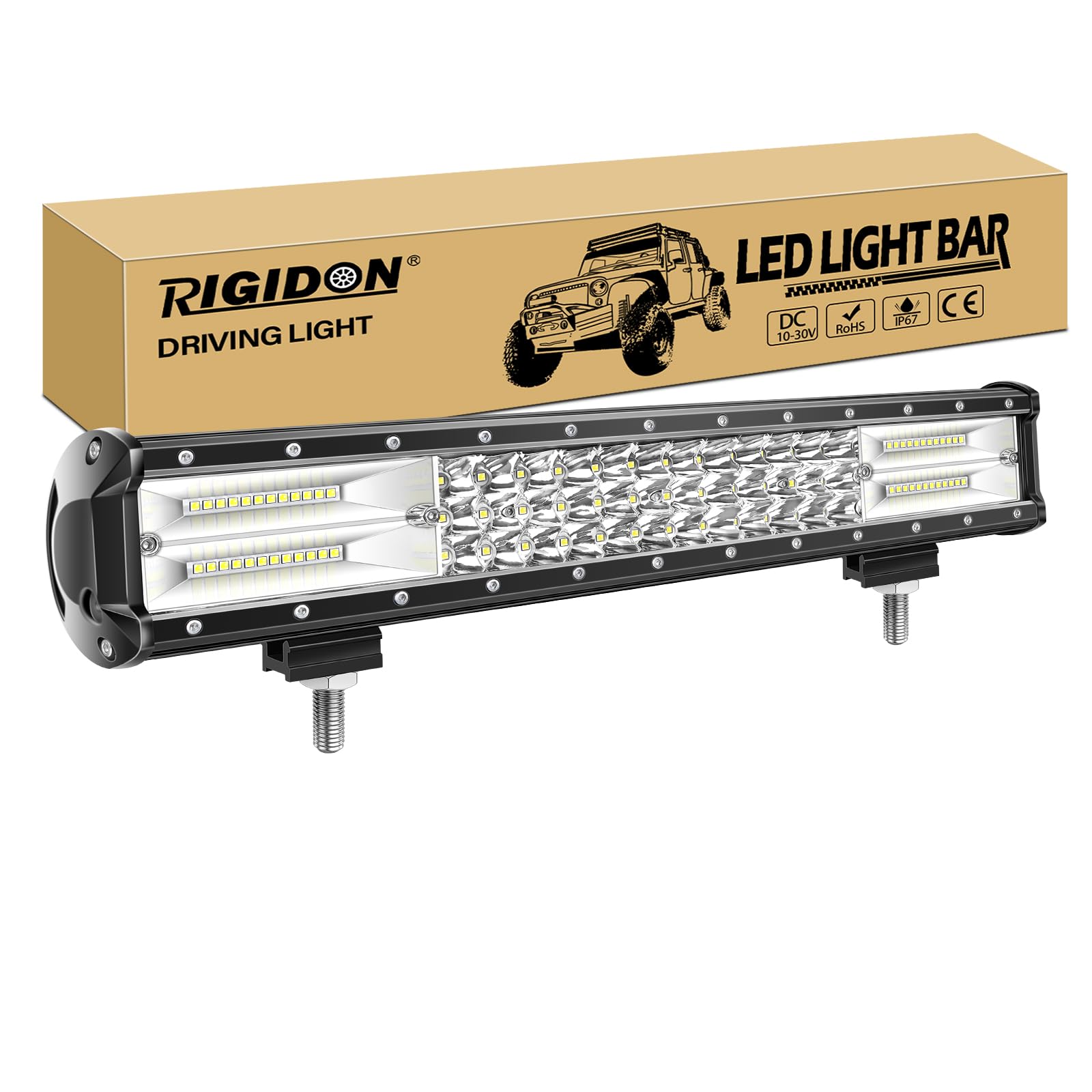 RIGIDON Led lichtleiste kfz aussen, 12V 24V 18 Zoll 45cm 252W Spot Flut-Combo-Strahl offroad beleuchtung für SUV Offroad ATV, UTV, Offroad, Traktor, LKW, Fahrzeuge, 6000K Weiß led nebelscheinwerfer von RIGIDON