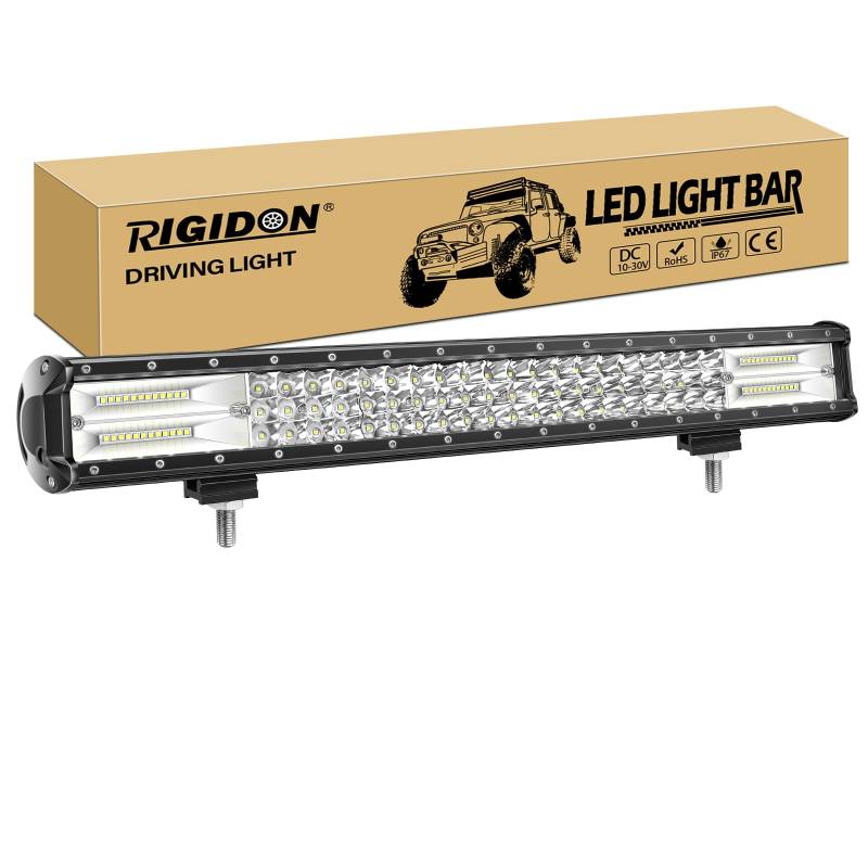 RIGIDON Led lichtleiste kfz aussen, 12V 24V 23 Zoll 58cm 324W Spot Flut-Combo-Strahl offroad beleuchtung für SUV Offroad ATV, UTV, Offroad, Traktor, LKW, Fahrzeuge, 6000K Weiß led nebelscheinwerfer von RIGIDON