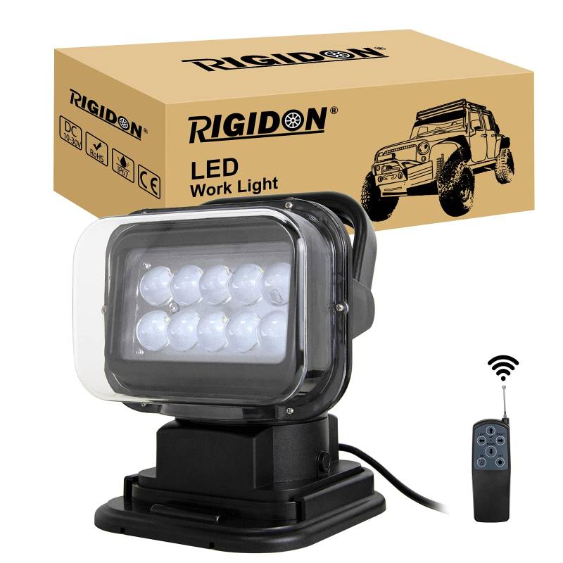 RIGIDON 5D 50w Led strahler außen mit fernbedienung, Led arbeitsscheinwerfer mit magnetfuß, Spot offroad beleuchtung für Auto SUV ATV, Traktor, LKW, 4x4, Boot,6000K led suchscheinwerfer, arbeitslicht von RIGIDON