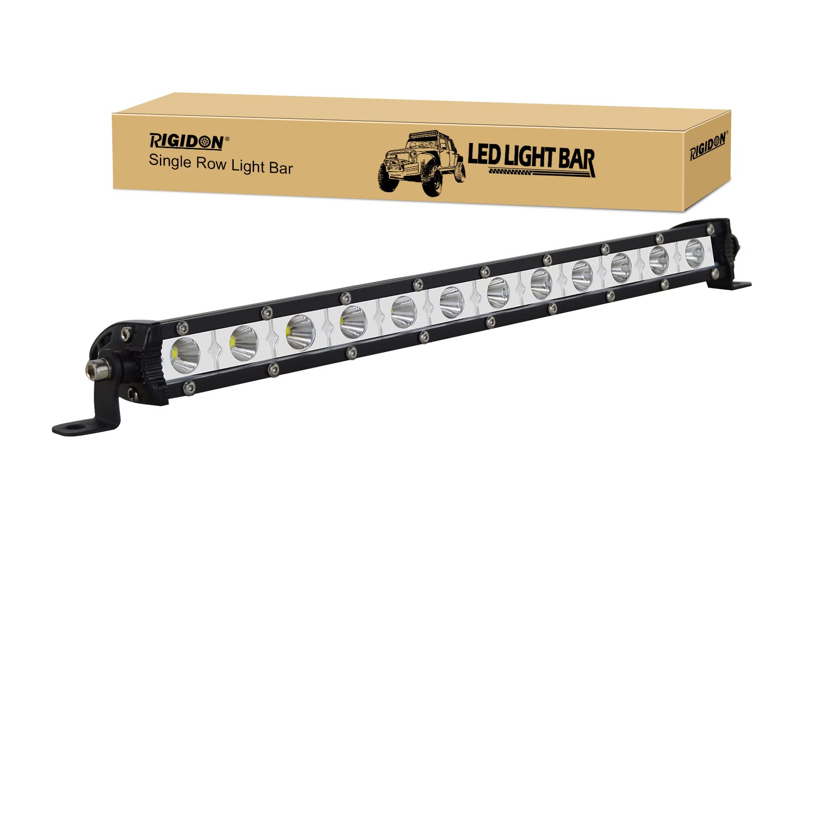 RIGIDON Schmal einzelne reihe Led lichtleiste kfz, 12V 24V 13 Zoll 33cm 60W Strahler Spot offroad beleuchtung für SUV ATV, UTV, Traktor, LKW, Fahrzeuge, 6000K Weiß led nebelscheinwerfer von RIGIDON