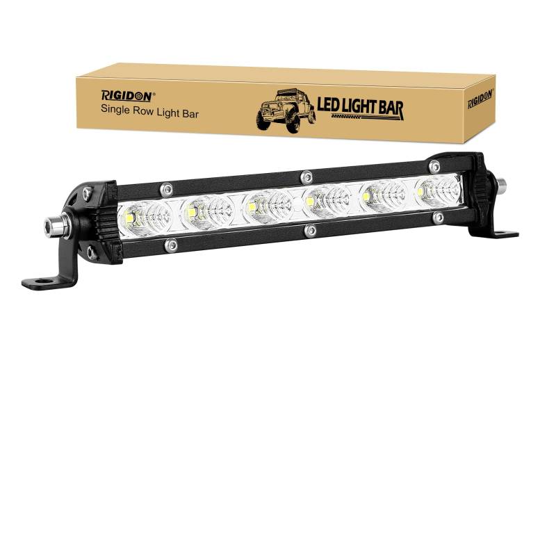 RIGIDON Schmal einzelne reihe Led lichtleiste kfz, 12V 24V 7 Zoll 18cm 30W Flood offroad beleuchtung für SUV ATV, UTV, Traktor, LKW, Fahrzeuge, 6000K Weiß led nebelscheinwerfer, led flutstrahler von RIGIDON