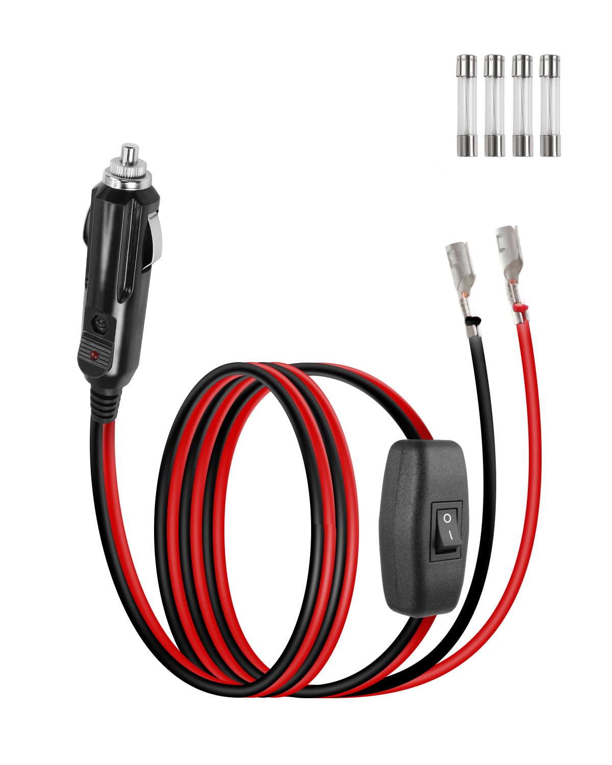 RIIEYOCA 12V 24V Zigarettenanzünder Stecker mit Kabeln Verlängerungskabel, 16 AWG Heavy Duty 15A Auto Zigarettenanzünder Ersatz Stromkabel mit Ein/Aus-Schalter für Autos, Boote (1M / 3,3FT) von RIIEYOCA