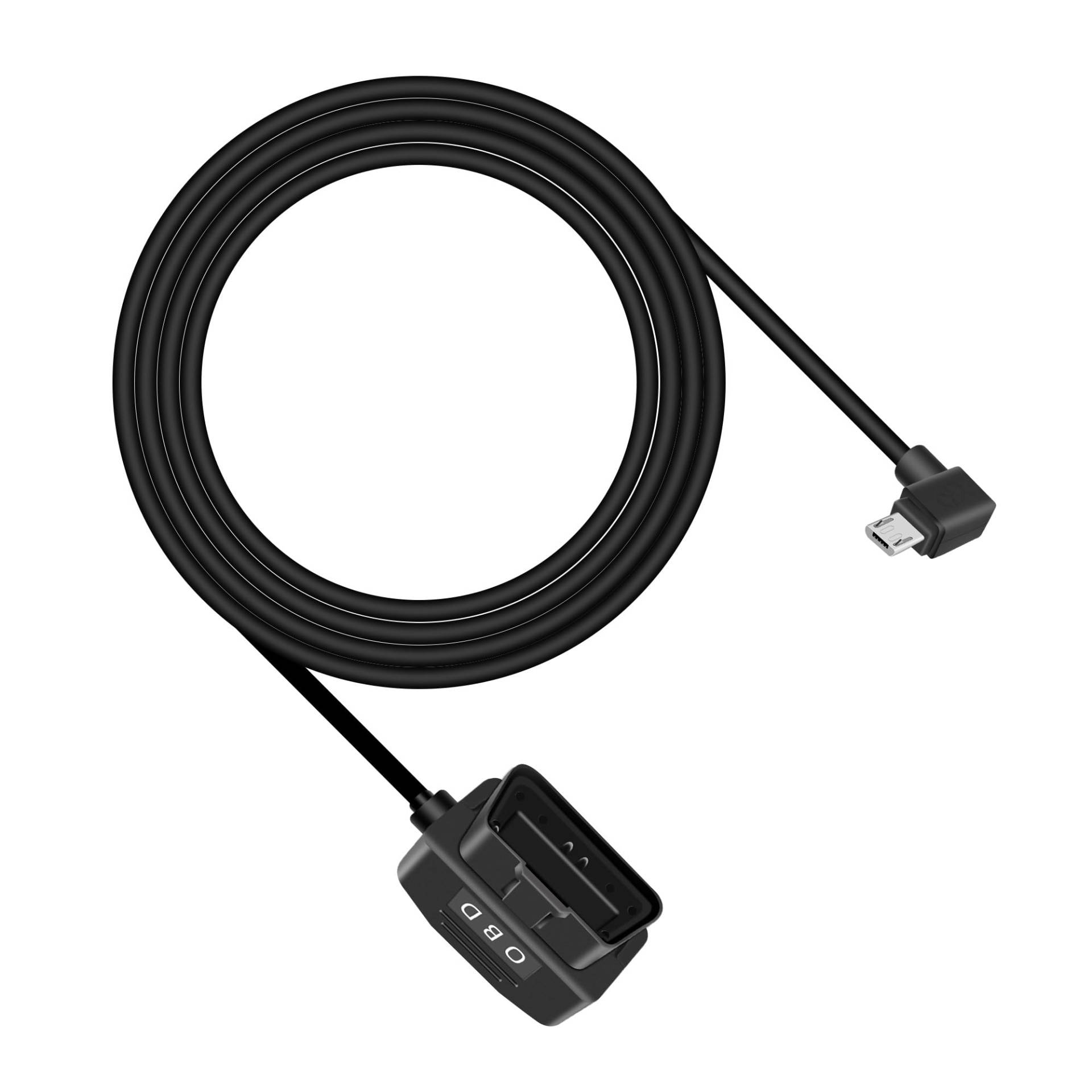 RIIEYOCA OBD zu USB DashCam Kabel, Rechtwinkliger Micro USB zu OBD 2 Hardwire Adapter mit Switch Button Connector Kompatibel mit Elektrofahrzeugen (11,5ft / 3,5m, Micro R) von RIIEYOCA