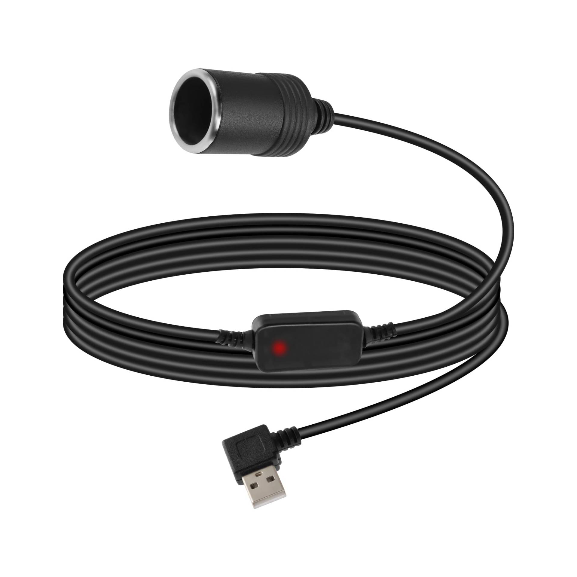 RIIEYOCA USB A Stecker zu Zigarettenanzünder Buchse Konverter Kabel, 5V zu 12V 90 Grad rechtwinklig USB A zu Zigarettenanzünder Buchse Adapter für Dash Cam, GPS, Driving Recorder (1,2M / 3,9FT) von RIIEYOCA