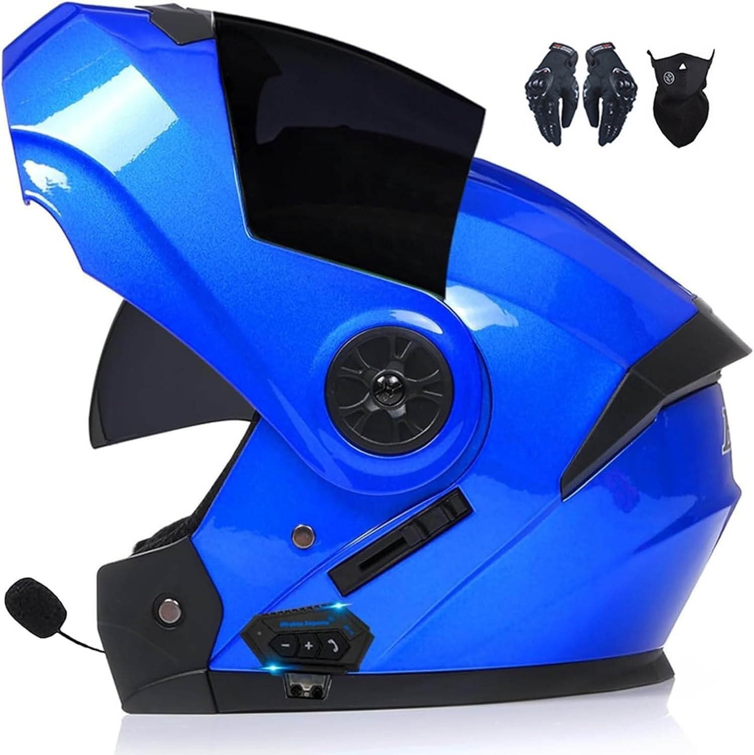 Motorradhelm, Klapphelm mit Bluetooth, modularer Doppel-Sonnenblende, Vollhelm, Unisex-Helm, integriertes Kommunikationssystem ohne Installation, DOT/ECE-zertifizierter Helm L,S=55-56cm von RIKCAT